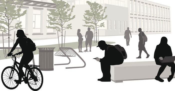 Stilisierte Darstellung eines Hochschul-Campus